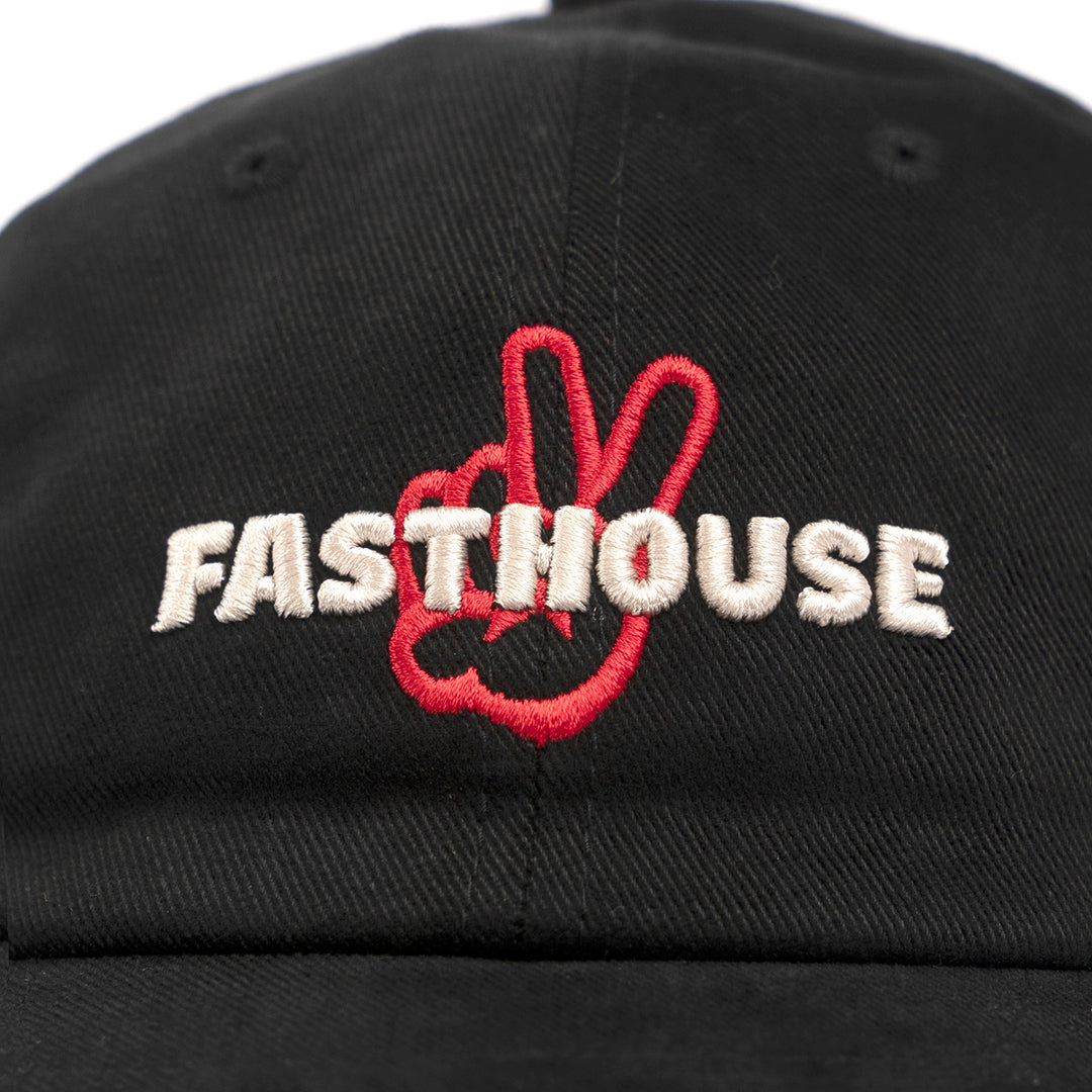 Fasthouse Coast 2 Coast Dad Hat Black - Close-Up of Front Graphic