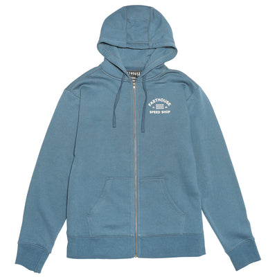 Fasthouse Cobalt Hooded Zip-Up Vintage Blue - Front View