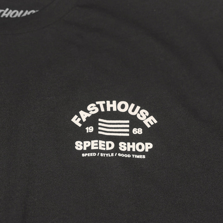 Fasthouse Cobalt Tee Black - Close-Up of Graphic on Front