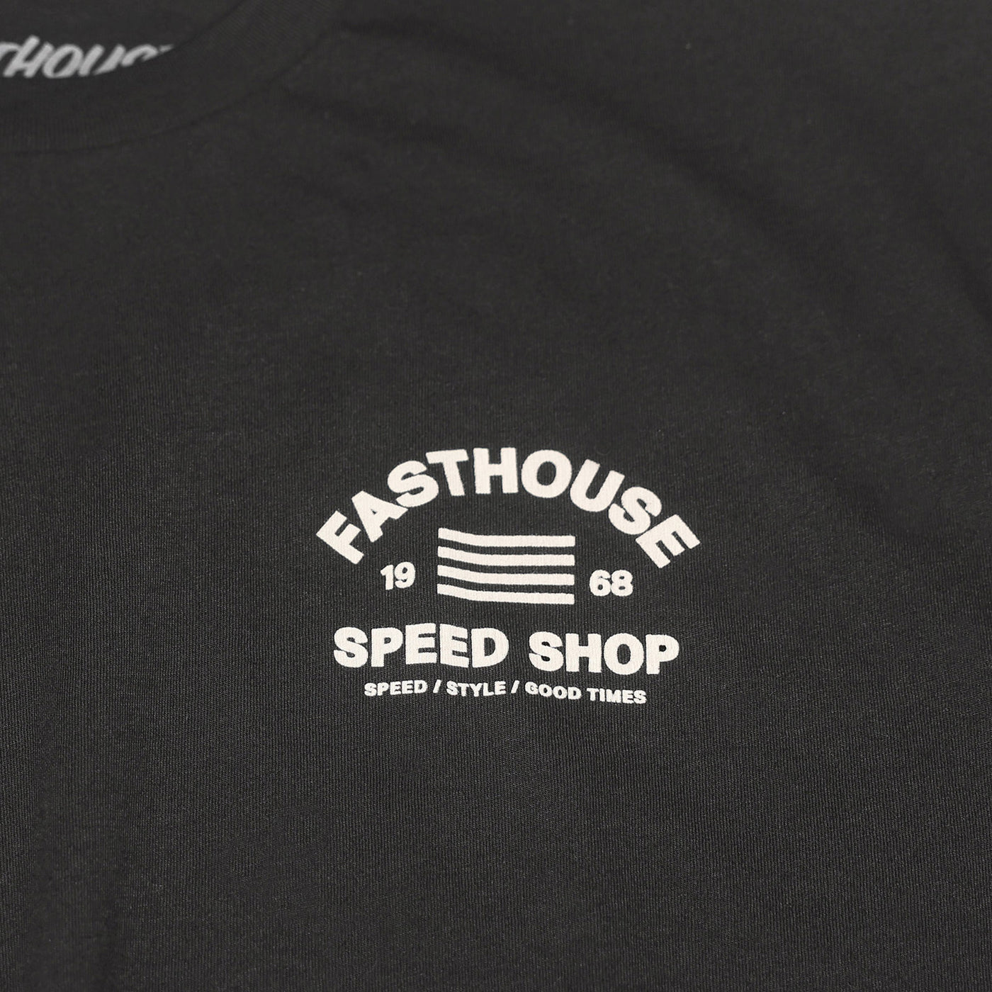 Fasthouse Cobalt Tee Black - Close-Up of Graphic on Front