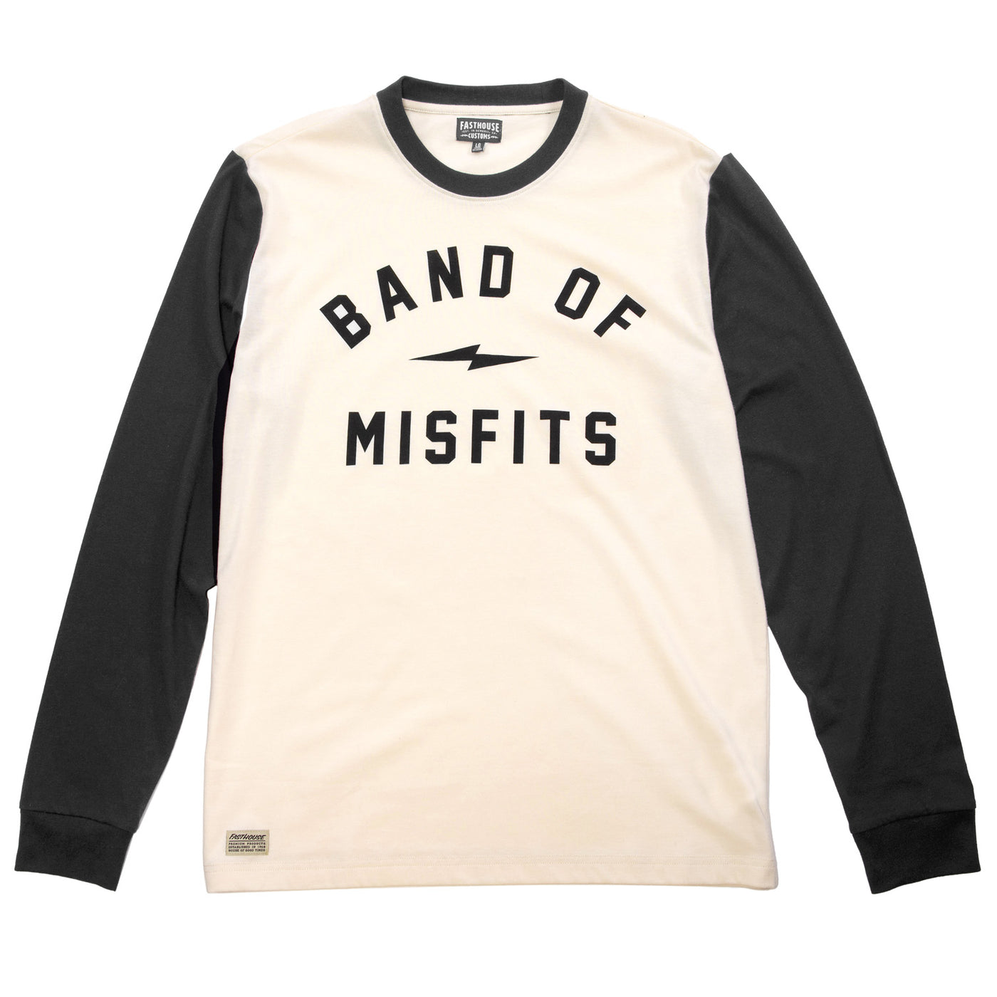 Fasthouse Capone Yarn Dye LS Tee Off White/Black - Front View