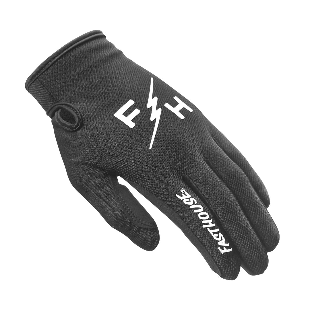 Fasthouse Carbon Eternal Gloves Black - Back of Hand View of Left Hand Glove