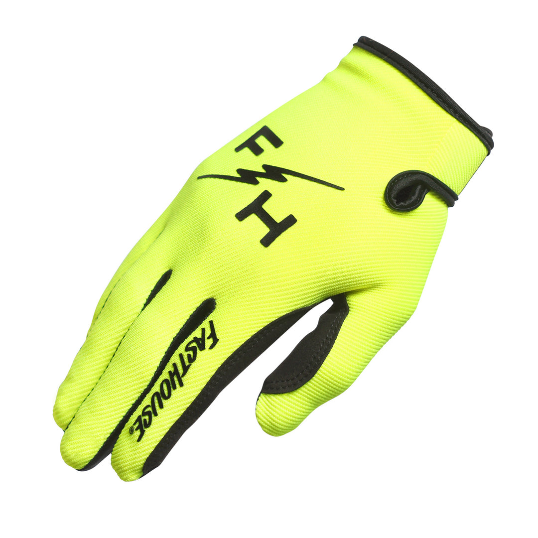 Fasthouse Carbon Eternal Gloves High-Viz - Back of Hand View of Right Hand Glove