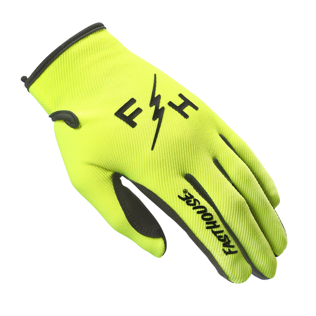 Fasthouse Carbon Eternal Gloves High-Viz - Back of Hand View of Left Hand Glove