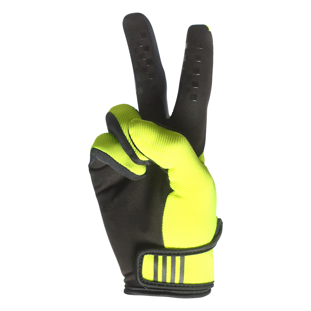 Fasthouse Carbon Eternal Gloves High-Viz - Palm View of Peace Sign