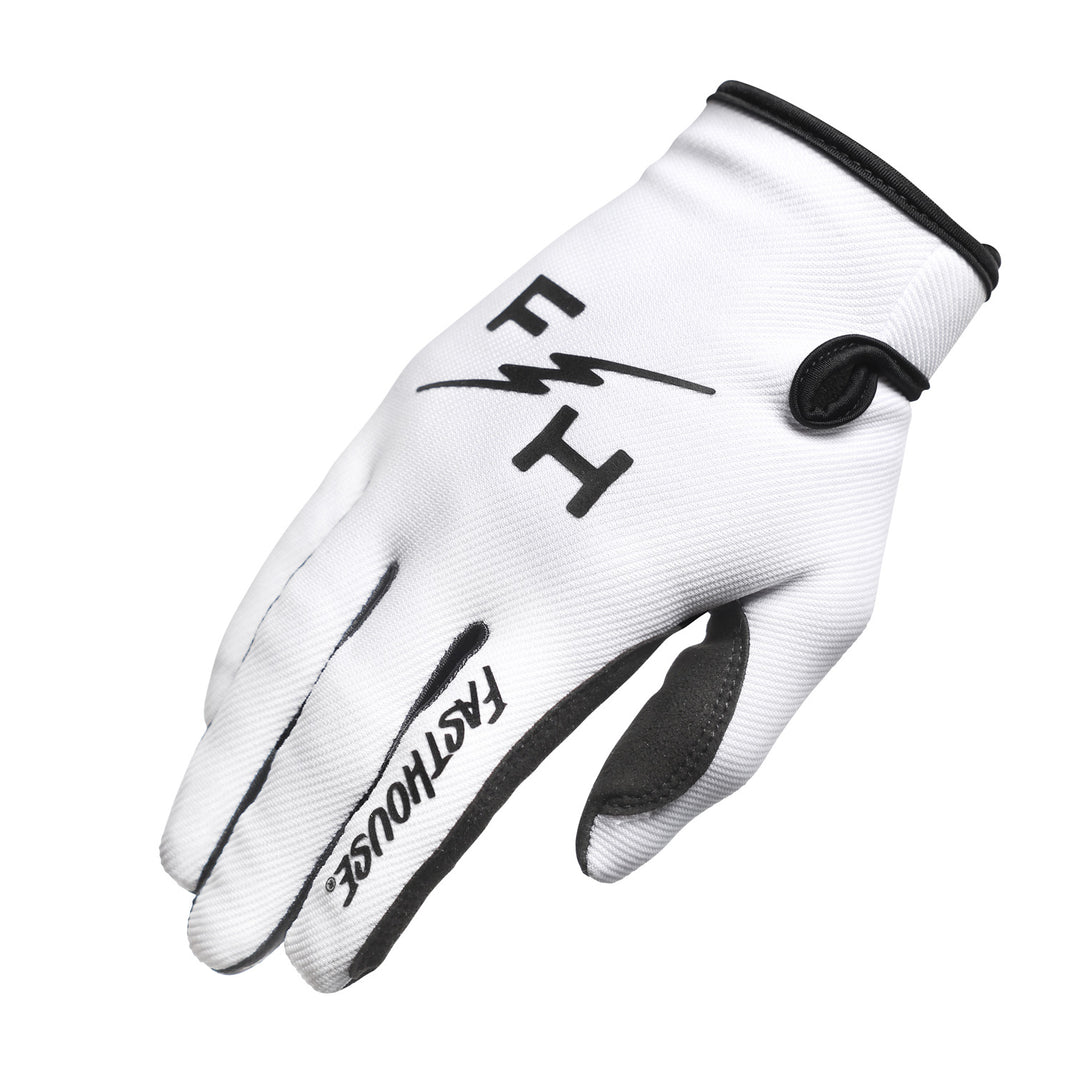 Fasthouse Carbon Eternal Gloves White - Back of Hand View of Right Hand Glove