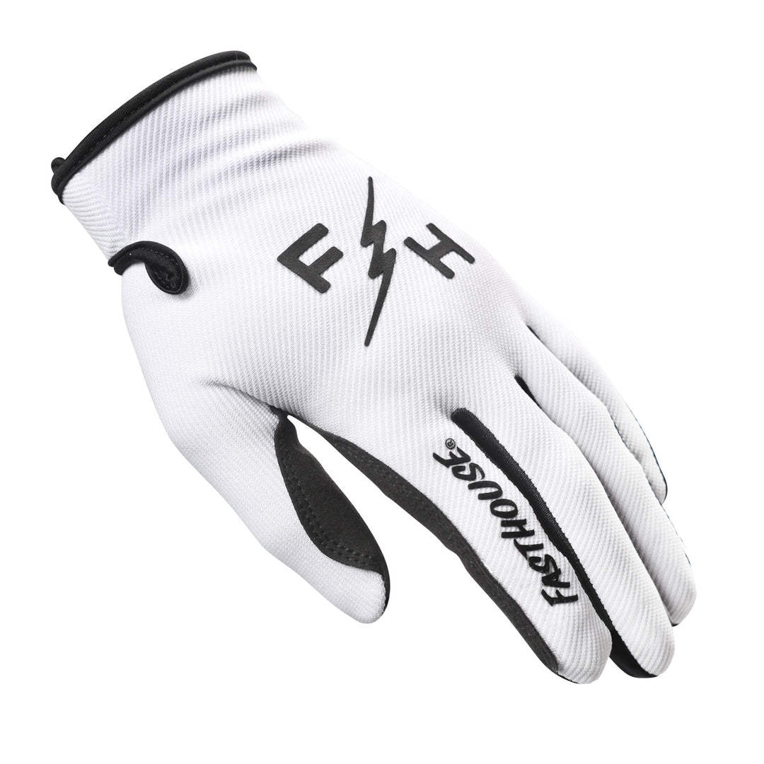 Fasthouse Carbon Eternal Gloves White - Back of Hand View of Left Hand View