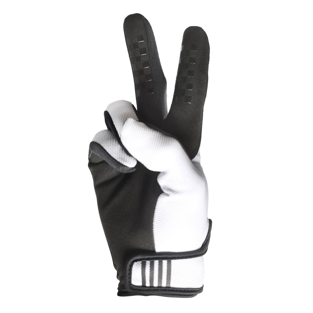 Fasthouse Carbon Eternal Gloves White - Palm View of Peace Sign