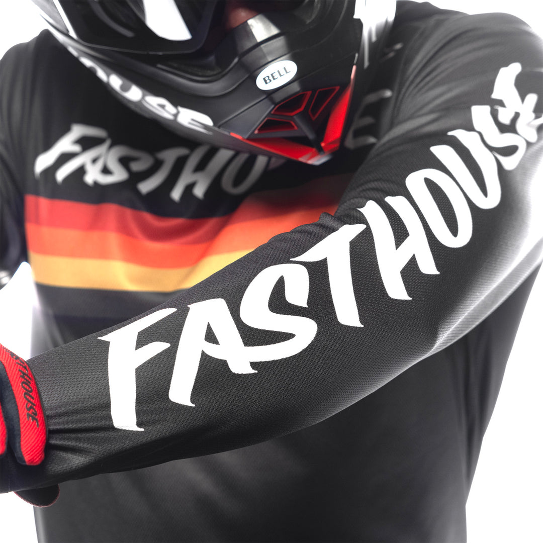 Fasthouse Carbon Force Jersey Black - Close-Up of Left Sleeve Graphics