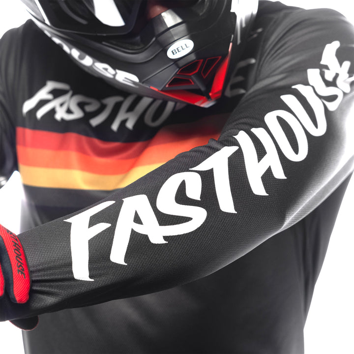 Fasthouse Carbon Force Jersey Black - Close-Up of Left Sleeve Graphics