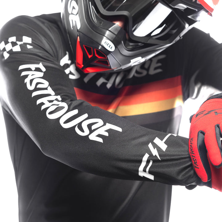 Fasthouse Carbon Force Jersey Black - Close-Up of Right Sleeve Graphics