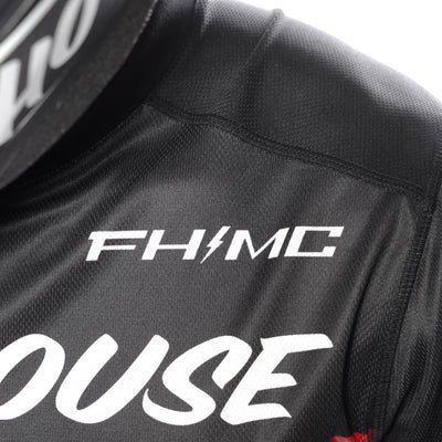 Fasthouse Carbon Force Jersey Black - Close-Up of Left Front Shoulder Graphics