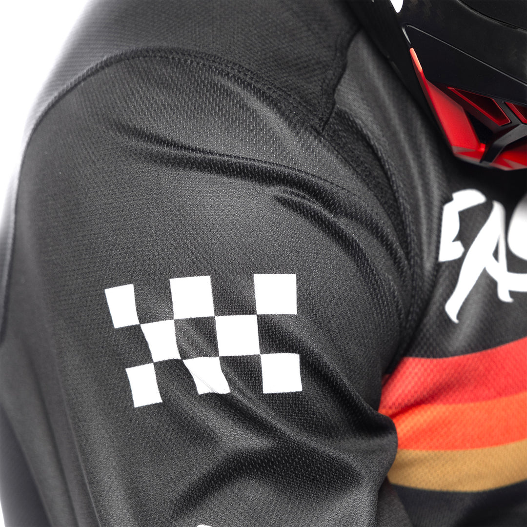 Fasthouse Carbon Force Jersey Black - Close-Up of Upper Right Shoulder Graphics