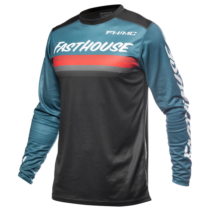 Fasthouse Carbon Force Jersey Teal - Front View