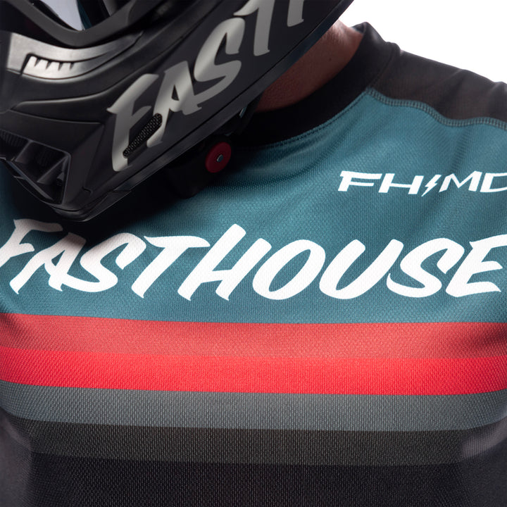 Fasthouse Carbon Force Jersey Teal - Close-Up of Front Graphics