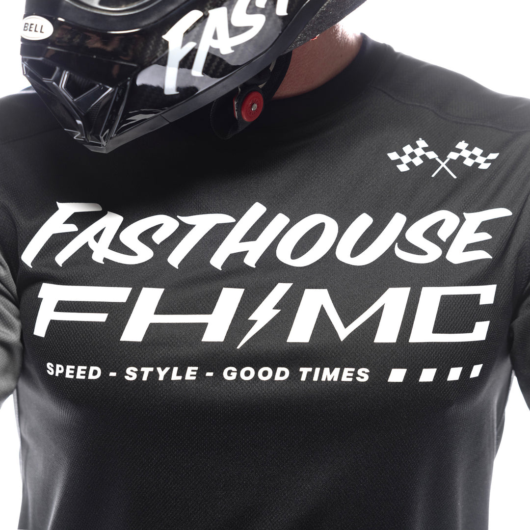 Fasthouse Carbon Method Jersey Black/Gray - Close-Up of Front Graphics