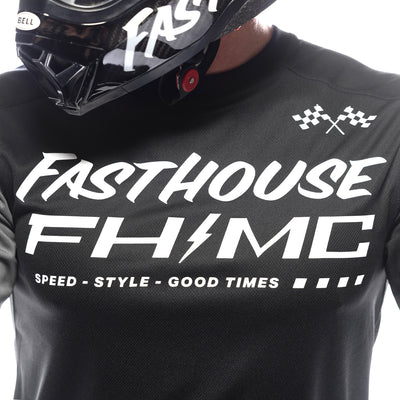 Fasthouse Carbon Method Jersey Black/Gray - Close-Up of Front Graphics