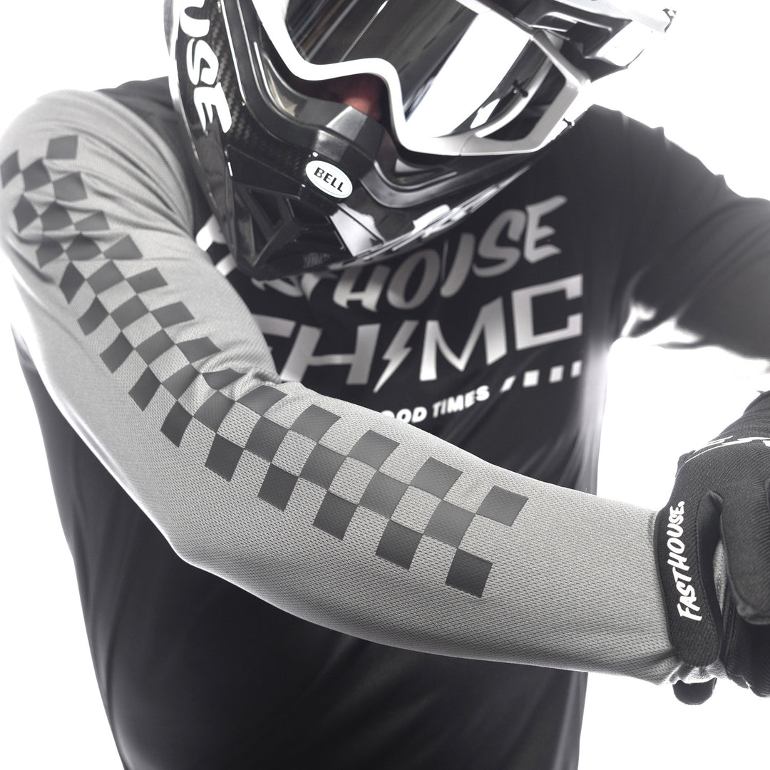 Fasthouse Carbon Method Jersey Black/Gray - Close-Up of Right Sleeve Graphics