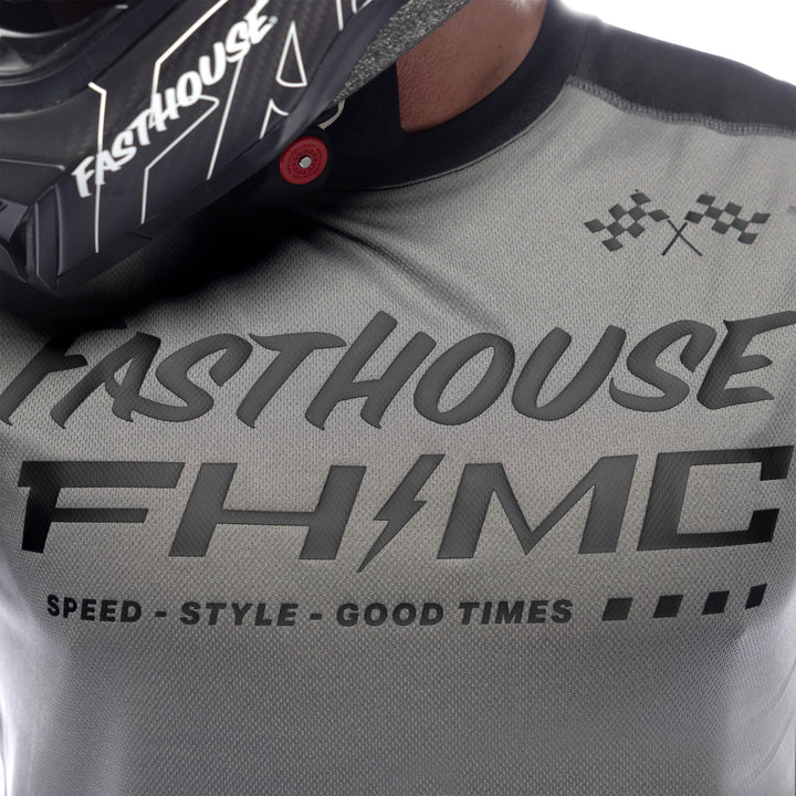Fasthouse Carbon Method Jersey Gray/Black - Close-Up of Front Graphics