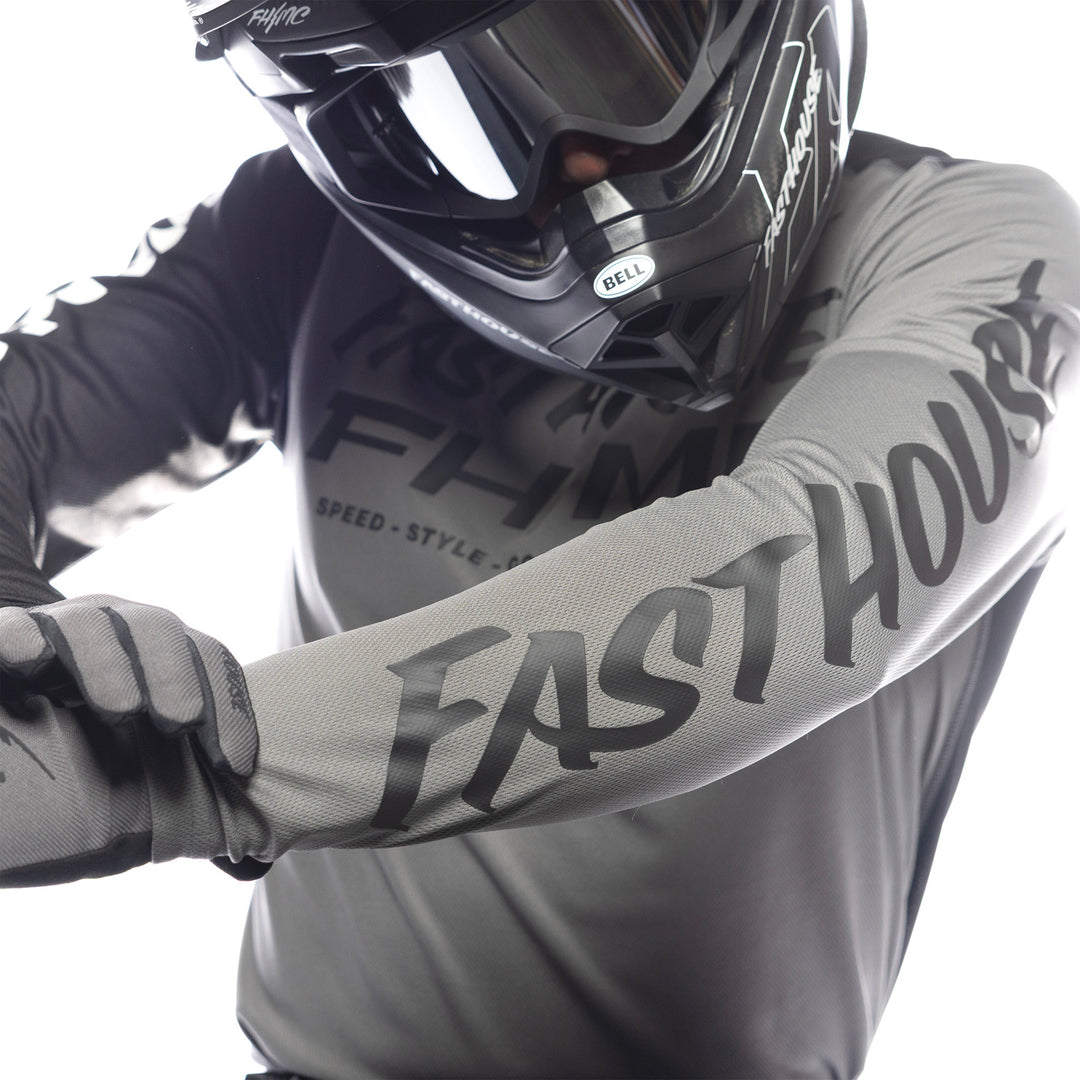 Fasthouse Carbon Method Jersey Gray/Black - Close-Up of Left Sleeve Graphics