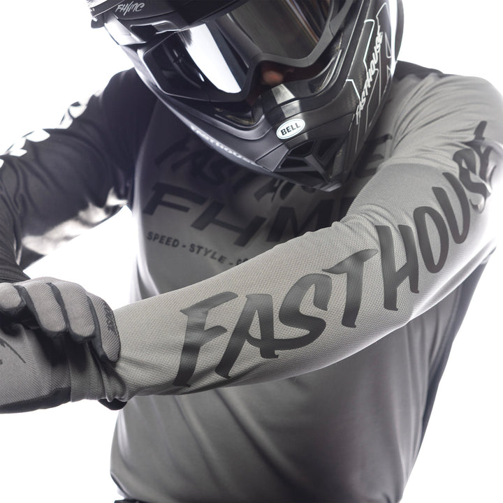 Fasthouse Carbon Method Jersey Gray/Black - Close-Up of Left Sleeve Graphics