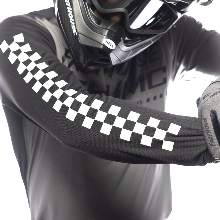 Fasthouse Carbon Method Jersey Gray/Black - Close-Up of Right Sleeve Graphics