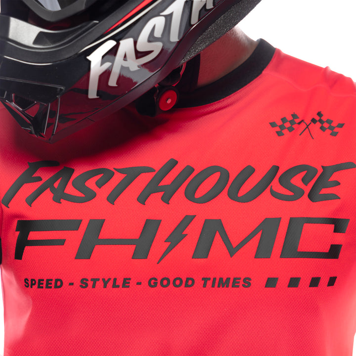 Fasthouse Carbon Method Jersey Red/Black - Close-Up of Front Graphics