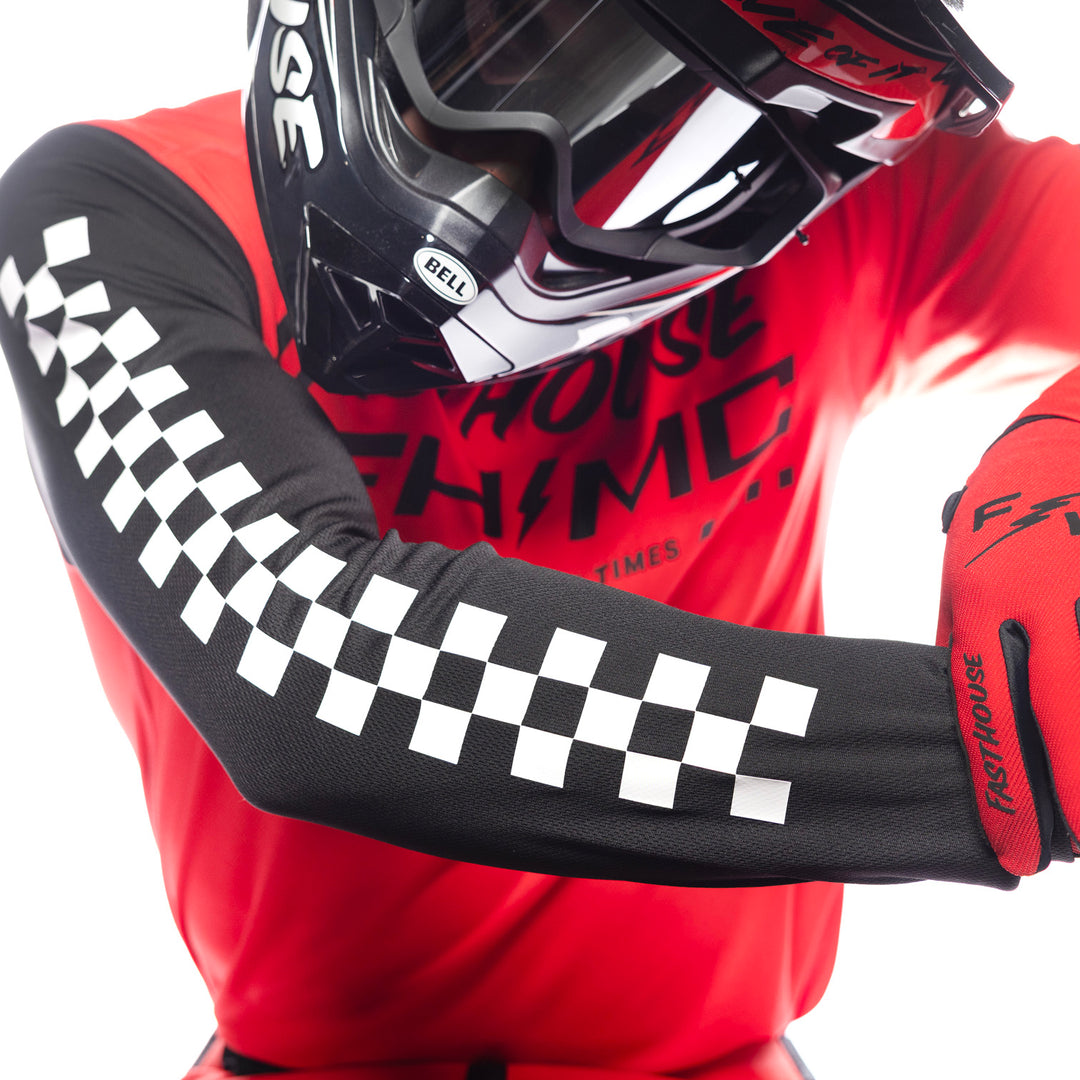 Fasthouse Carbon Method Jersey Red/Black - Close-Up of Right Sleeve Graphics