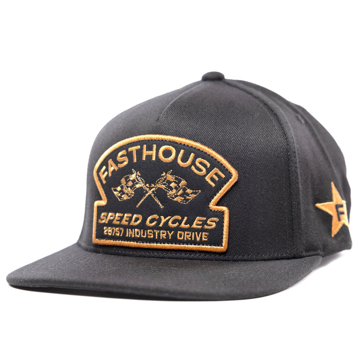 Fasthouse Crown Hat Black - Front Side View
