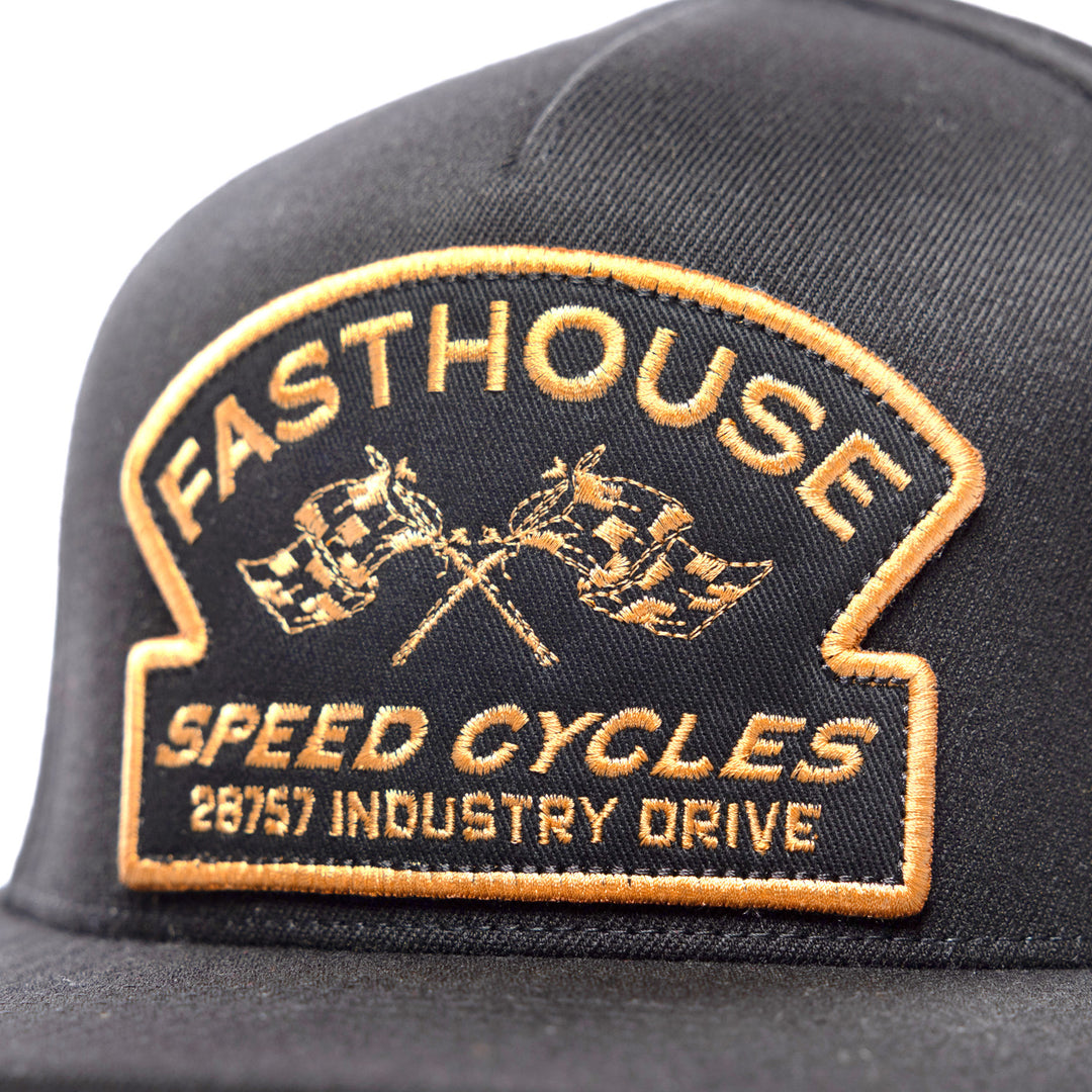 Fasthouse Crown Hat Black - Close-Up of Front Embroidered Patch