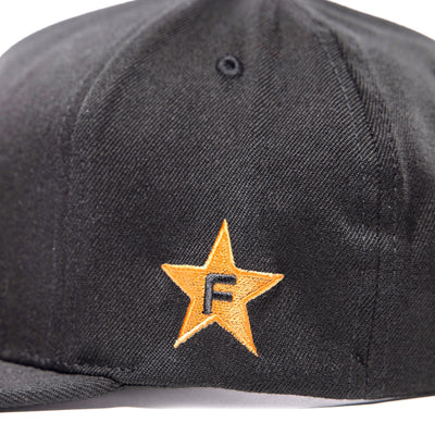 Fasthouse Crown Hat Black - Close-Up of Side Stitched Graphic