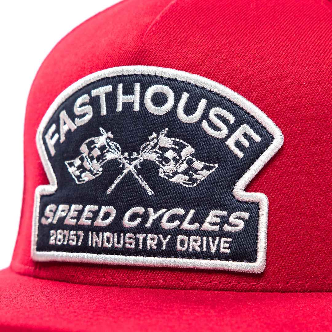 Fasthouse Crown Hat Cardinal - Close-Up of Front Embroidered Patch
