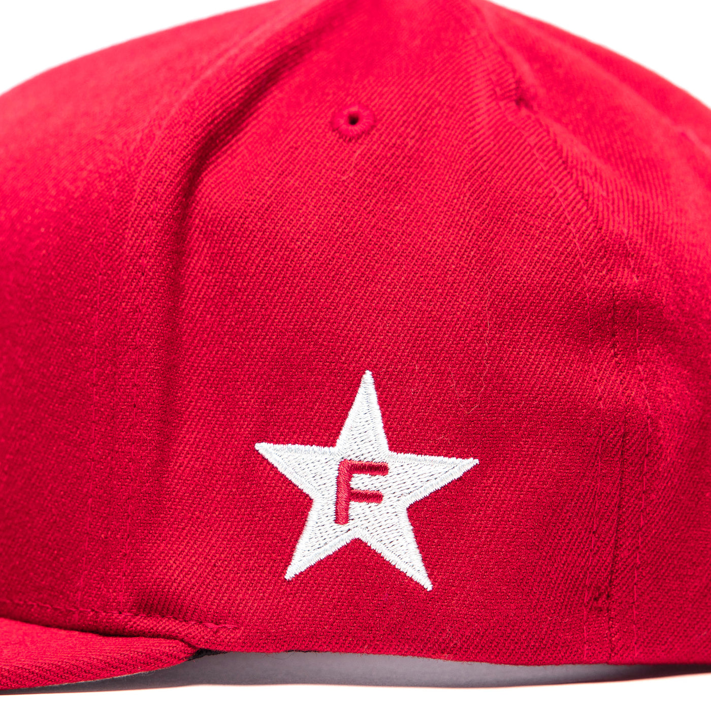 Fasthouse Crown Hat Cardinal - Close-Up of Side Stitched Graphic