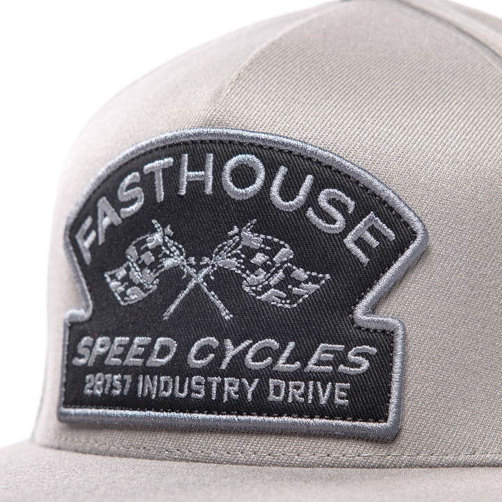 Fasthouse Crown Hat Gray - Close-Up of Front Embroidered Patch