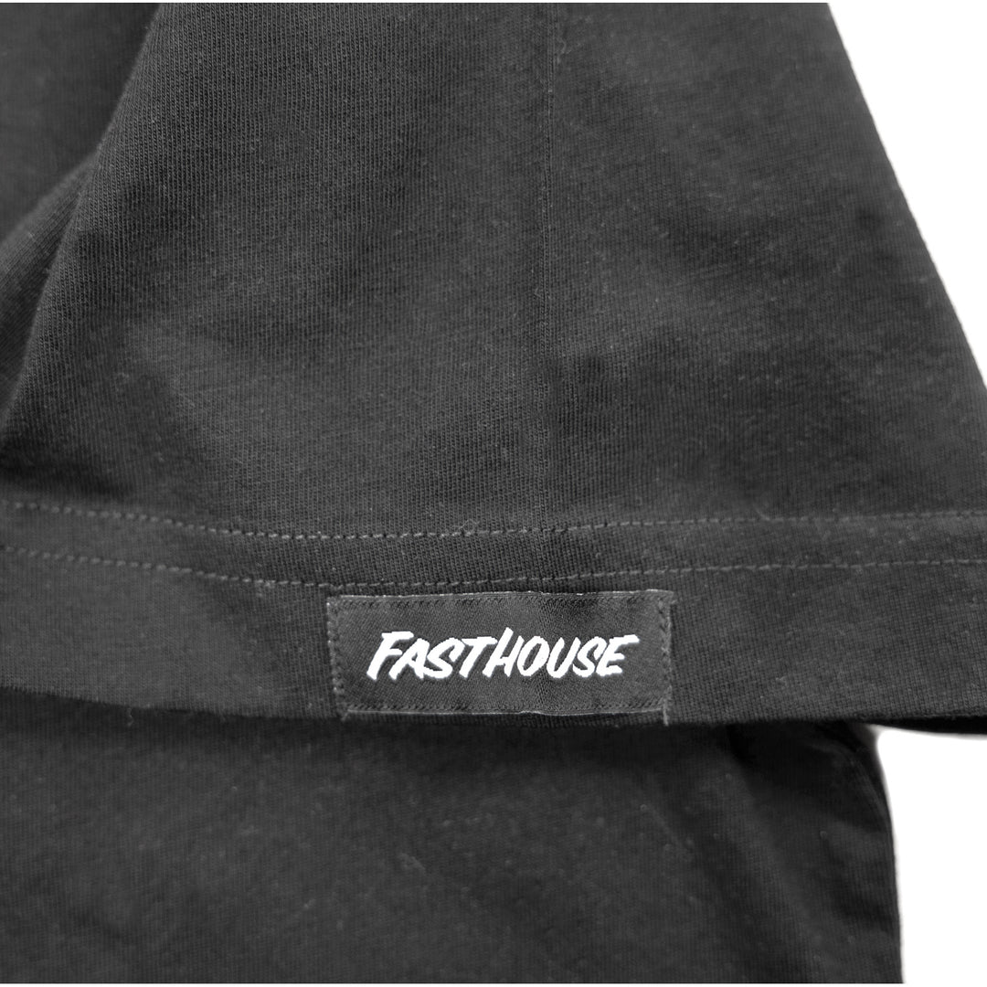 Fasthouse Crown SS Tee Black - Close-Up of Logo Tag on Sleeve