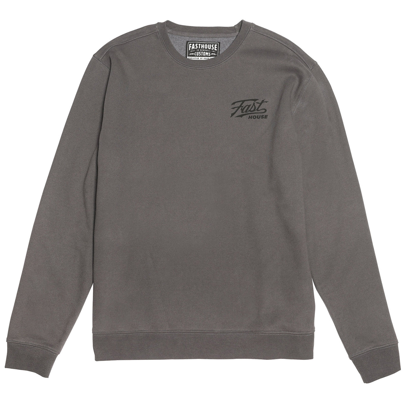 Fasthouse Carrera Crew Neck Pullover Charcoal - Front View