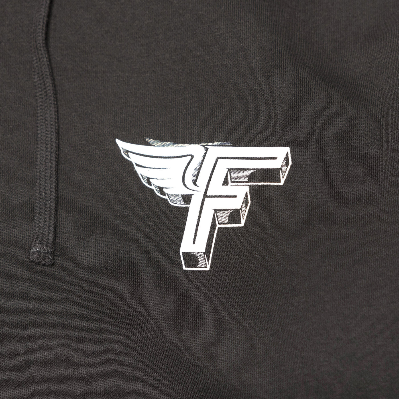 Fasthouse Dash Hooded Pullover Black - Close-Up of Graphic on Front