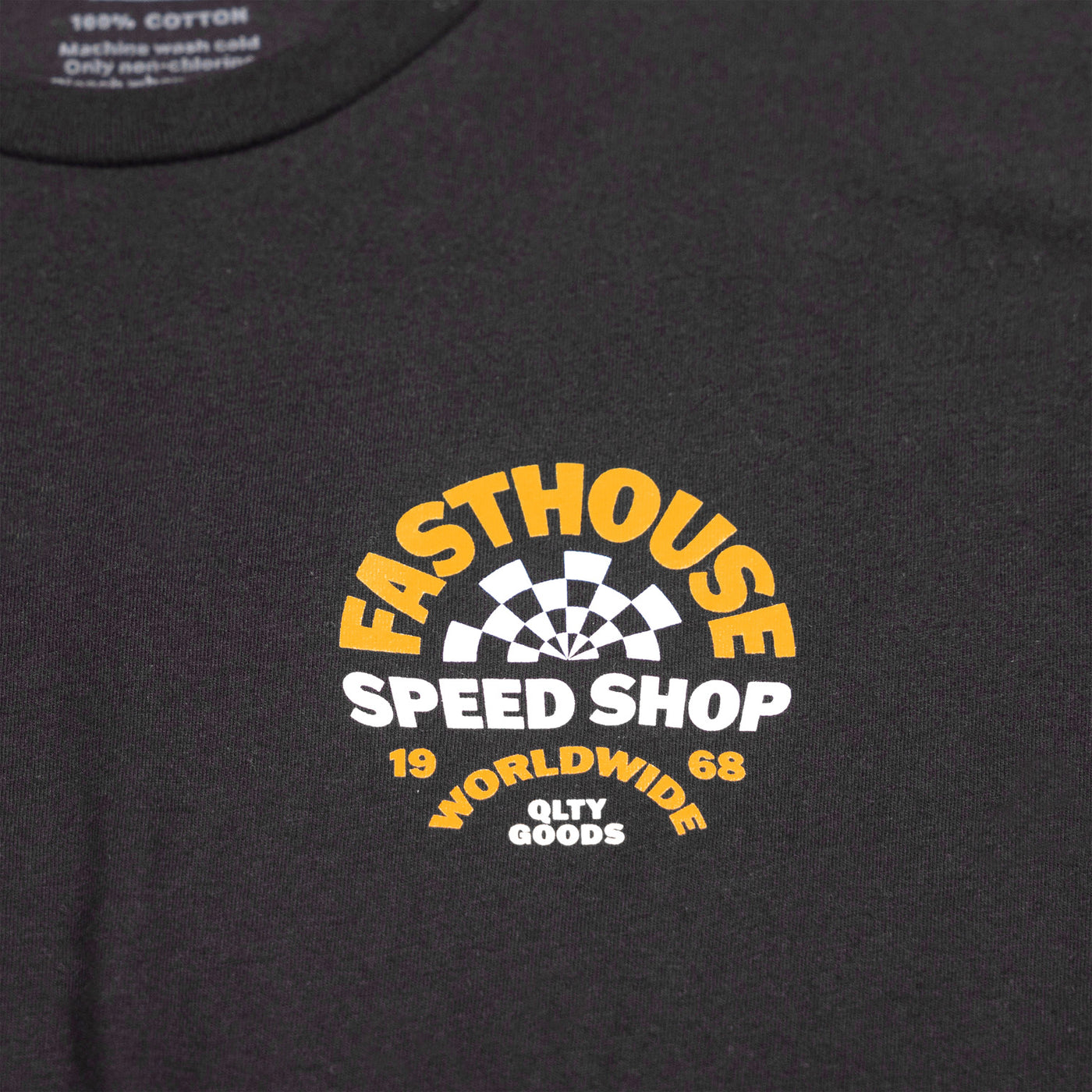 Fasthouse Deco Tee Black - Close-up of Graphic on Front