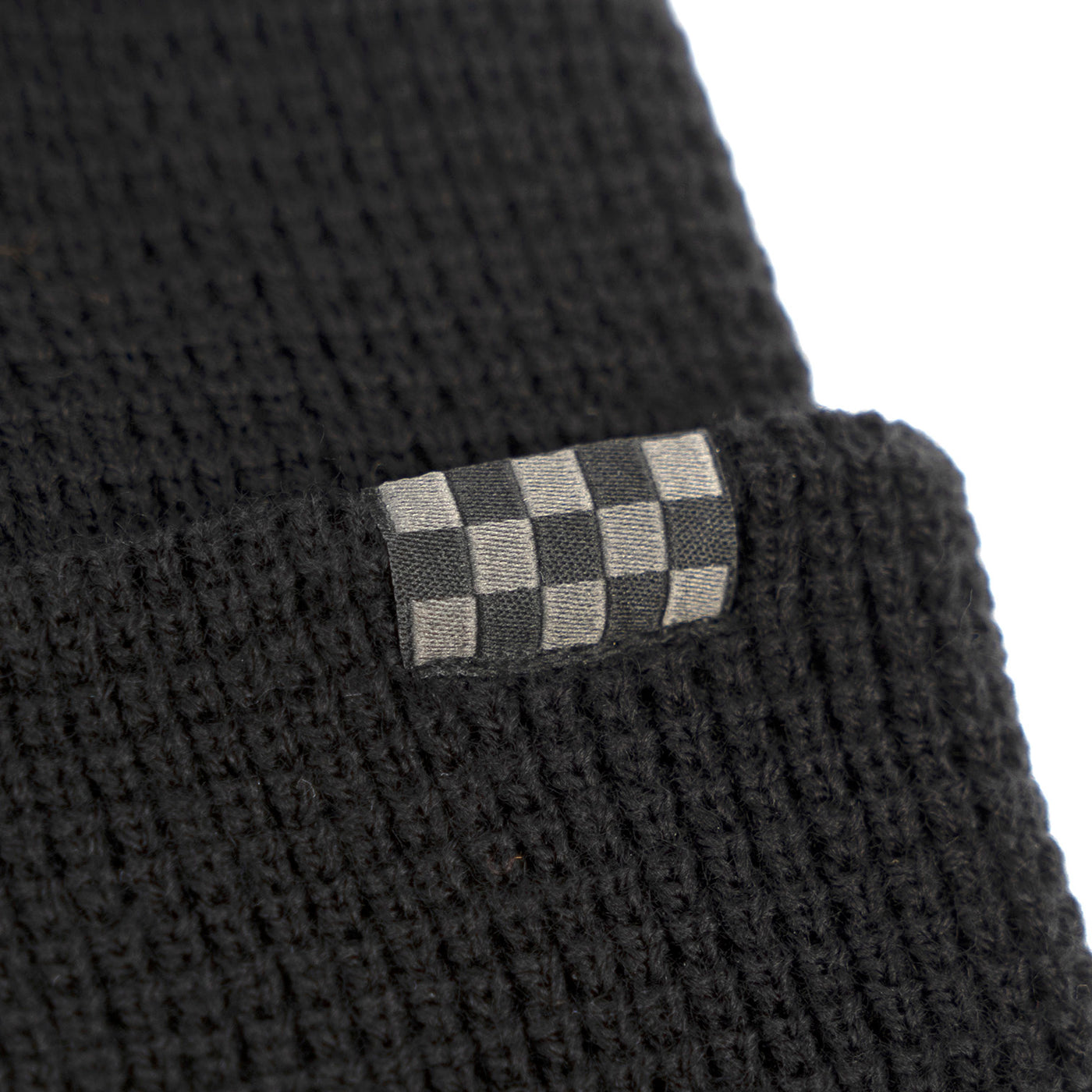 Fasthouse Defector Beanie Black - Close-Up of Tag Sewn into Front