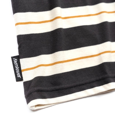 Fasthouse Defector Stripe Tee Natural/Black - Close-Up of Tag Sewn into Seam