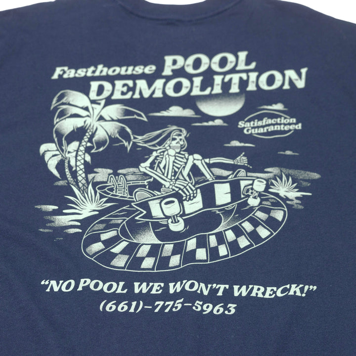 Fasthouse Demolition SS Tee Navy - Close-Up of Graphic on Rear