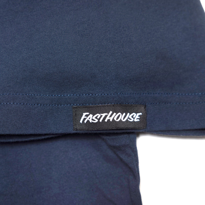 Fasthouse Demolition SS Tee Navy - Close-Up of Brand Tag on Sleeve