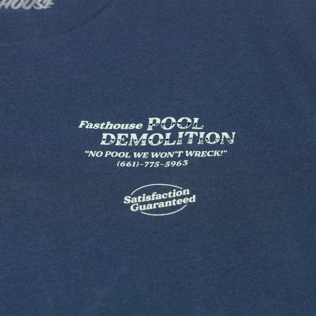 Fasthouse Demolition SS Tee Navy - Close-Up of Graphic on Front