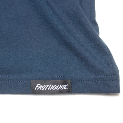Fasthouse Demolition Tank Navy - Close-Up of Brand Tag on Hem