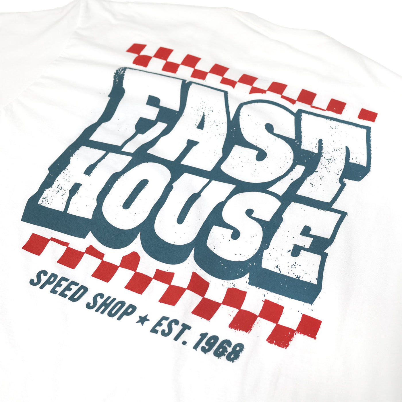 Fasthouse Drive-In SS Tee Red/White/Blue - Close-Up of Graphic on Back