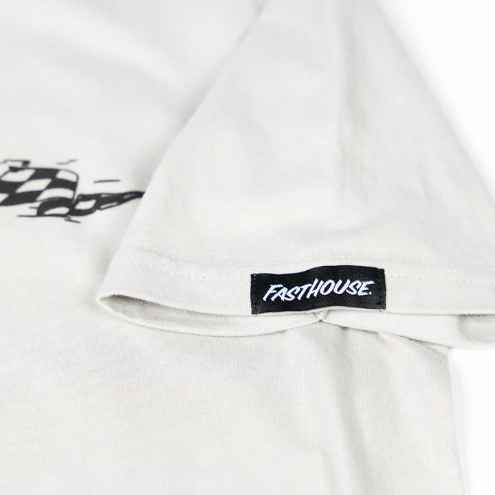Fasthouse Dispatch SS Tee Light Gray - Close-Up of Logo Tag on Sleeve