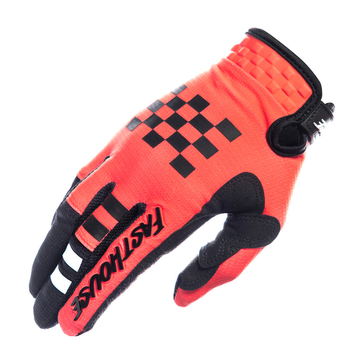 Fasthouse Elrod Formula Gloves Hyper Coral - Back of Right Hand
