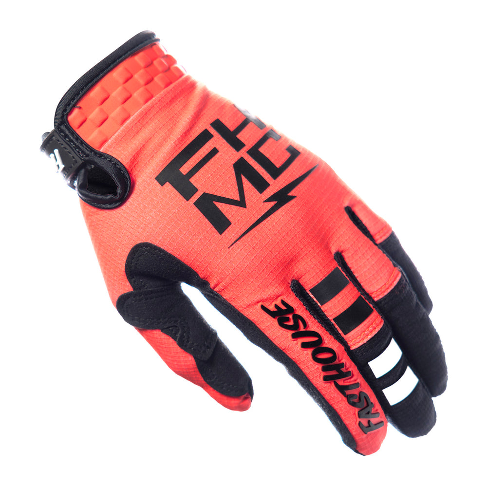 Fasthouse Elrod Formula Gloves Hyper Coral - Back of Left Hand