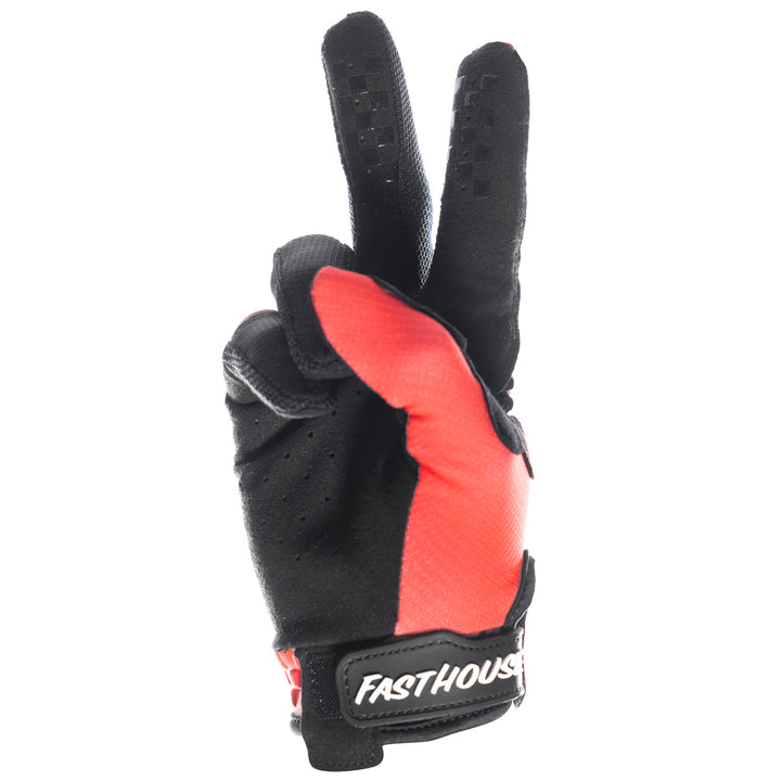 Fasthouse Elrod Formula Gloves Hyper Coral - Palm View of Peace Sign