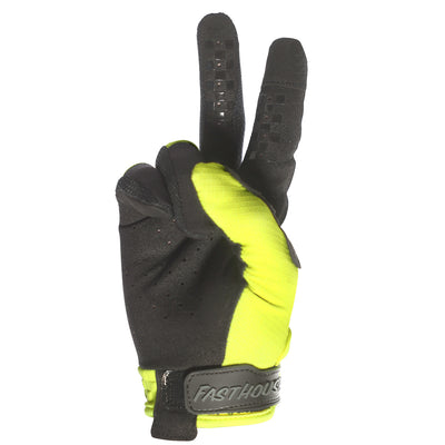 Fasthouse Elrod Hypersonic Gloves Hi-Viz - Palm View of Peace Sign